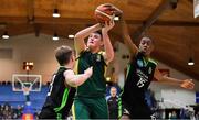 21 January 2020; Padraig Fleming of St Patrick's has his shot blocked by Leeroy Odiahi of Mercy Mounthawk during the Basketball Ireland U19 A Boys Schools Cup Final match between Mercy Mounthawk and St Patrick's Castleisland at the National Basketball Arena in Tallaght, Dublin. Photo by Brendan Moran/Sportsfile
