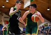 21 January 2020; Padraig Fleming of St Patrick's in action against Steven Bowler of Mercy Mounthawk during the Basketball Ireland U19 A Boys Schools Cup Final match between Mercy Mounthawk and St Patrick's Castleisland at the National Basketball Arena in Tallaght, Dublin. Photo by Brendan Moran/Sportsfile