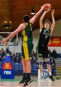 21 January 2020; Tim Pullman Daamen of Mercy Mounthawk is blocked by Padraig Fleming of St Patrick's during the Basketball Ireland U19 A Boys Schools Cup Final match between Mercy Mounthawk and St Patrick's Castleisland at the National Basketball Arena in Tallaght, Dublin. Photo by Daniel Tutty/Sportsfile