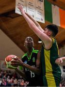 21 January 2020; Leeroy Odiahi of Mercy Mounthawk in action against Aaron Fleming of St Patrick's during the Basketball Ireland U19 A Boys Schools Cup Final match between Mercy Mounthawk and St Patrick's Castleisland at the National Basketball Arena in Tallaght, Dublin. Photo by Brendan Moran/Sportsfile