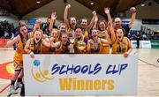 21 January 2020; The St Joseph's team celebrate with the cup after the Basketball Ireland U16 C Girls Schools Cup Final match between St Nathy's College and St Joseph's, Ballybunion at the National Basketball Arena in Tallaght, Dublin. Photo by Brendan Moran/Sportsfile