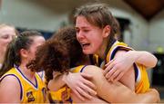 21 January 2020; A tearful Mai Whelan of St Joseph's after victory in the Basketball Ireland U16 C Girls Schools Cup Final match between St Nathy's College and St Joseph's, Ballybunion at the National Basketball Arena in Tallaght, Dublin. Photo by Brendan Moran/Sportsfile