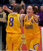 21 January 2020; Aoife Scanlan, right, and Mai Whelan of St Joseph's celebrate after the Basketball Ireland U16 C Girls Schools Cup Final match between St Nathy's College and St Joseph's, Ballybunion at the National Basketball Arena in Tallaght, Dublin. Photo by Brendan Moran/Sportsfile