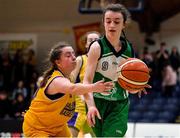 21 January 2020; Hannah Brett of St Nathy's College in action against Caoimhe O'Connor of St Joseph's during the Basketball Ireland U16 C Girls Schools Cup Final match between St Nathy's College and St Joseph's, Ballybunion at the National Basketball Arena in Tallaght, Dublin. Photo by Brendan Moran/Sportsfile