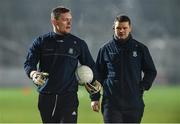 18 January 2020; Rory Beggan of Monaghan, left, with Peter Donnelly, Monaghan strength and conditioning coach, before the Bank of Ireland Dr McKenna Cup Final between Monaghan and Tyrone at Athletic Grounds in Armagh. Photo by Oliver McVeigh/Sportsfile