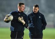 18 January 2020; Rory Beggan of Monaghan, left, with Peter Donnelly, Monaghan strength and conditioning coach, before the Bank of Ireland Dr McKenna Cup Final between Monaghan and Tyrone at Athletic Grounds in Armagh. Photo by Oliver McVeigh/Sportsfile