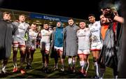 18 January 2020; Ulster players, from left, Jordi Murphy, Kieran Treadwell, Luke Marshall, Sean Reidy, Tom O'Toole, Alan O'Connor, Ross Kane, Rob Baloucoune and Adam McBurney, huddle after the Heineken Champions Cup Pool 3 Round 6 match between Ulster and Bath at Kingspan Stadium in Belfast. Photo by Oliver McVeigh/Sportsfile