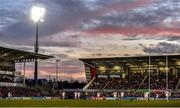 18 January 2020; A general view of the sun set during the Heineken Champions Cup Pool 3 Round 6 match between Ulster and Bath at Kingspan Stadium in Belfast. Photo by Oliver McVeigh/Sportsfile