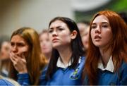 22 January 2020; Our Lady of Mercy, Waterford United, supporters react during the Basketball Ireland U19 A Girls Schools Cup Final match between Our Lady of Mercy, Waterford and Scoil Chríost Rí, Portlaoise at the National Basketball Arena in Tallaght, Dublin. Photo by David Fitzgerald/Sportsfile