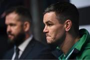 22 January 2020; Ireland captain Jonathan Sexton and head coach Andy Farrell during the Guinness Six Nations Rugby Championship Launch 2020 at Tobacco Dock in London, England. Photo by Ramsey Cardy/Sportsfile