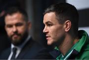 22 January 2020; Ireland captain Jonathan Sexton and head coach Andy Farrell during the Guinness Six Nations Rugby Championship Launch 2020 at Tobacco Dock in London, England. Photo by Ramsey Cardy/Sportsfile