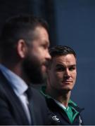 22 January 2020; Ireland captain Jonathan Sexton, right, and head coach Andy Farrell during the Guinness Six Nations Rugby Championship Launch 2020 at Tobacco Dock in London, England. Photo by Ramsey Cardy/Sportsfile