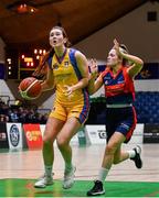 22 January 2020; Abigail Rafferty of St Patrick's Academy Dungannon in action against Claire Davitt of St Colmcille's C.S, Knocklyon during the Basketball Ireland U19 B Girls Schools Cup Final match between St Patrick's Academy Dungannon and St Colmcille's CS, Knocklyon at the National Basketball Arena in Tallaght, Dublin. Photo by David Fitzgerald/Sportsfile