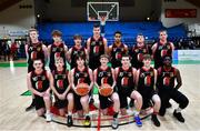 22 January 2020; The St Eunan's College, Letterkenny team prior to the Basketball Ireland U19 B Boys Schools Cup Final match between St Eunan's College, Letterkenny and Waterpark College at the National Basketball Arena in Tallaght, Dublin. Photo by David Fitzgerald/Sportsfile