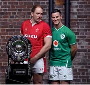 22 January 2020; Captains Alun Wyn Jones of Wales, left, and Jonathan Sexton of Ireland during the Guinness Six Nations Rugby Championship Launch 2020 at Tobacco Dock in London, England. Photo by Ramsey Cardy/Sportsfile