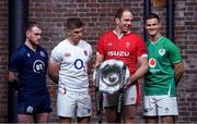 22 January 2020; Captains, from left, Stuart Hogg of Scotland, Owen Farrell of England, Alun Wyn Jones of Wales, and Jonathan Sexton of Ireland during the Guinness Six Nations Rugby Championship Launch 2020 at Tobacco Dock in London, England. Photo by Ramsey Cardy/Sportsfile
