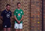 22 January 2020; Captains Stuart Hogg of Scotland, left, and Jonathan Sexton of Ireland during the Guinness Six Nations Rugby Championship Launch 2020 at Tobacco Dock in London, England. Photo by Ramsey Cardy/Sportsfile