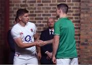 22 January 2020; Captains Jonathan Sexton of Ireland, right, and Owen Farrell of England during the Guinness Six Nations Rugby Championship Launch 2020 at Tobacco Dock in London, England. Photo by Ramsey Cardy/Sportsfile