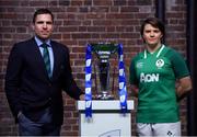 22 January 2020; Ireland Women's head coach Adam Griggs and captain Ciara Griffin during the Guinness Six Nations Rugby Championship Launch 2020 at Tobacco Dock in London, England. Photo by Ramsey Cardy/Sportsfile