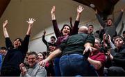 22 January 2020; St Eunan's College, Letterkenny supporters react during the Basketball Ireland U19 B Boys Schools Cup Final match between St Eunan's College, Letterkenny and Waterpark College at the National Basketball Arena in Tallaght, Dublin. Photo by David Fitzgerald/Sportsfile