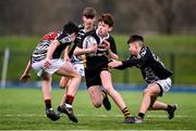 22 January 2020; Dara McHugh of St. Patrick’s Classical School in action against James Corcoran, right, and James Harris of Ardscoil na Trionoide during the Bank of Ireland Father Godfrey Cup Quarter-Final match between Ardscoil na Trionoide and St. Patrick’s Classical School at Energia Park in Donnybrook, Dublin. Photo by Ben McShane/Sportsfile