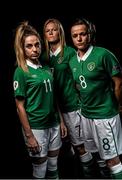 24 November 2015; Julie Ann Russell, Diane Caldwell and Aine Gorman during a Republic of Ireland Women's Portrait Session at Castleknock Hotel in Castleknock, Dublin. Photo by David Maher/Sportsfile