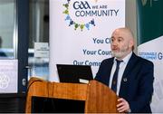 24 January 2020; GAA Technical Development and Support Manager Jimmy D'Arcy speaks at the GAA Local Authority SDG Launch at Croke Park in Dublin. Photo by Harry Murphy/Sportsfile