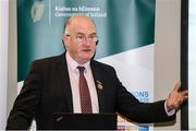 24 January 2020; Uachtarán Chumann Lúthchleas Gael John Horan speaks at the GAA Local Authority SDG Launch at Croke Park in Dublin. Photo by Harry Murphy/Sportsfile