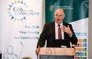 24 January 2020; Uachtarán Chumann Lúthchleas Gael John Horan speaks at the GAA Local Authority SDG Launch at Croke Park in Dublin. Photo by Harry Murphy/Sportsfile