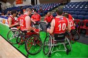 24 January 2020; The Rebel Wheelers during a timeout at the Hula Hoops IWA Wheelchair Basketball Cup Final match between Killester WBC and Rebel Wheelers at the National Basketball Arena in Tallaght, Dublin. Photo by Brendan Moran/Sportsfile