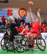 24 January 2020; Dylan McCarthy of Rebel Wheelers in action against Barry Cooke of Killester WBC during the Hula Hoops IWA Wheelchair Basketball Cup Final match between Killester WBC and Rebel Wheelers at the National Basketball Arena in Tallaght, Dublin. Photo by Brendan Moran/Sportsfile