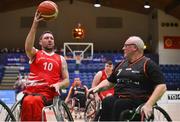 24 January 2020; Derek Hegarty of Rebel Wheelers in action against Michael Cunningham of Killester WBC during the Hula Hoops IWA Wheelchair Basketball Cup Final match between Killester WBC and Rebel Wheelers at the National Basketball Arena in Tallaght, Dublin. Photo by Daniel Tutty/Sportsfile