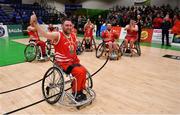 24 January 2020; Derek Hegarty of Rebel Wheelers celebrates being announced MVP after the Hula Hoops IWA Wheelchair Basketball Cup Final match between Killester WBC and Rebel Wheelers at the National Basketball Arena in Tallaght, Dublin. Photo by Brendan Moran/Sportsfile