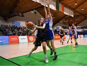 24 January 2020; Grainne O’Reilly of Portlaoise Panthers in action against Tara Freeman of Waterford United Wildcats during the Hula Hoops U18 Women’s National Cup Final match between Portlaoise Panthers and Waterford Wildcats at the National Basketball Arena in Tallaght, Dublin. Photo by Brendan Moran/Sportsfile