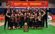 24 January 2020; The Portlaoise Panthers team celebrate with the cup after after the Hula Hoops U18 Women’s National Cup Final match between Portlaoise Panthers and Waterford United Wildcats at the National Basketball Arena in Tallaght, Dublin. Photo by Brendan Moran/Sportsfile