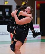 24 January 2020; Jasmine Burke, left, and Hannah Collins of Portlaoise Panthers celebrate after the Hula Hoops U18 Women’s National Cup Final match between Portlaoise Panthers and Waterford United Wildcats at the National Basketball Arena in Tallaght, Dublin. Photo by Brendan Moran/Sportsfile