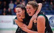 24 January 2020; Jasmine Burke, left, and Hannah Collins of Portlaoise Panthers celebrate after the Hula Hoops U18 Women’s National Cup Final match between Portlaoise Panthers and Waterford United Wildcats at the National Basketball Arena in Tallaght, Dublin. Photo by Daniel Tutty/Sportsfile