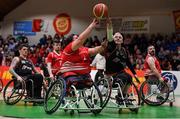 24 January 2020; Jack Quinn of Rebel Wheelers in action against Barry Cooke of Killester WBC the Hula Hoops IWA Wheelchair Basketball Cup Final match between Killester WBC and Rebel Wheelers at the National Basketball Arena in Tallaght, Dublin. Photo by Brendan Moran/Sportsfile