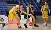 25 January 2020; Padraic Lenihan of Moycullen and Luke Gilleran of UCD Marian compete for a loose ball during the Hula Hoops U20 Men’s National Cup Final between Moycullen and UCD Marian at the National Basketball Arena in Tallaght, Dublin. Photo by Brendan Moran/Sportsfile