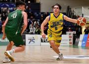25 January 2020; Jake Owen of UCD Marian in action against Paul Kelly of Moycullen during the Hula Hoops U20 Men’s National Cup Final between Moycullen and UCD Marian at the National Basketball Arena in Tallaght, Dublin. Photo by Brendan Moran/Sportsfile