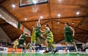 25 January 2020; Padraic Lenihan of Moycullen claims a rebound ahead of Eoin McCann of UCD Marian during the Hula Hoops U20 Men’s National Cup Final between Moycullen and UCD Marian at the National Basketball Arena in Tallaght, Dublin. Photo by Brendan Moran/Sportsfile