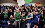 25 January 2020; Moycullen supporters cheer on their side during the Hula Hoops U20 Men’s National Cup Final between Moycullen and UCD Marian at the National Basketball Arena in Tallaght, Dublin. Photo by Brendan Moran/Sportsfile
