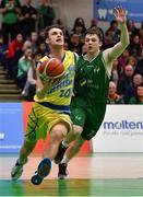 25 January 2020; Ronan Byrne of UCD Marian in action against Tommy McNeela of Moycullen the Hula Hoops U20 Men’s National Cup Final between Moycullen and UCD Marian at the National Basketball Arena in Tallaght, Dublin. Photo by Brendan Moran/Sportsfile