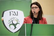 25 January 2020; FAI Chief Operating Officer Rea Walshe at the during an FAI EGM at the Crowne Plaza Hotel in Blanchardstown in Dublin. Photo by Matt Browne/Sportsfile