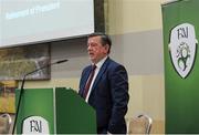 25 January 2020; Outgoing FAI President Donal Conway during an FAI EGM at the Crowne Plaza Hotel in Blanchardstown in Dublin. Photo by Matt Browne/Sportsfile