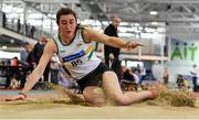 25 January 2020; Ruby Millet of St. Abbans A.C., Co. Carlow, competing in the Junior Women's Long Jump during the Irish Life Health National Indoor Junior and U23 Championships at the AIT Indoor Arena in Athlone, Westmeath. Photo by Sam Barnes/Sportsfile