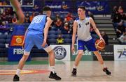 25 January 2020; Christopher Fulton of Belfast Star in action against Kelvin O'Donoghue of Neptune during the Hula Hoops U18 Men’s National Cup Final between Neptune and Belfast Star at the National Basketball Arena in Tallaght, Dublin. Photo by Brendan Moran/Sportsfile