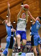 25 January 2020; Christopher Fulton of Belfast Star in action against Eoghan Sheehan, left, and Sean McCarthy of Neptune during the Hula Hoops U18 Men’s National Cup Final between Neptune and Belfast Star at the National Basketball Arena in Tallaght, Dublin. Photo by Brendan Moran/Sportsfile