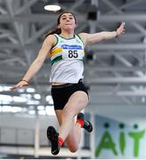 25 January 2020; Ruby Millet of St. Abbans A.C., Co. Carlow, competing in the Junior Women's Long Jump during the Irish Life Health National Indoor Junior and U23 Championships at the AIT Indoor Arena in Athlone, Westmeath. Photo by Sam Barnes/Sportsfile