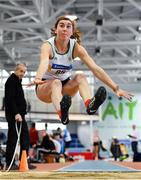 25 January 2020; Ruby Millet of St. Abbans A.C., Co. Carlow, competing in the Junior Women's Long Jump during the Irish Life Health National Indoor Junior and U23 Championships at the AIT Indoor Arena in Athlone, Westmeath. Photo by Sam Barnes/Sportsfile